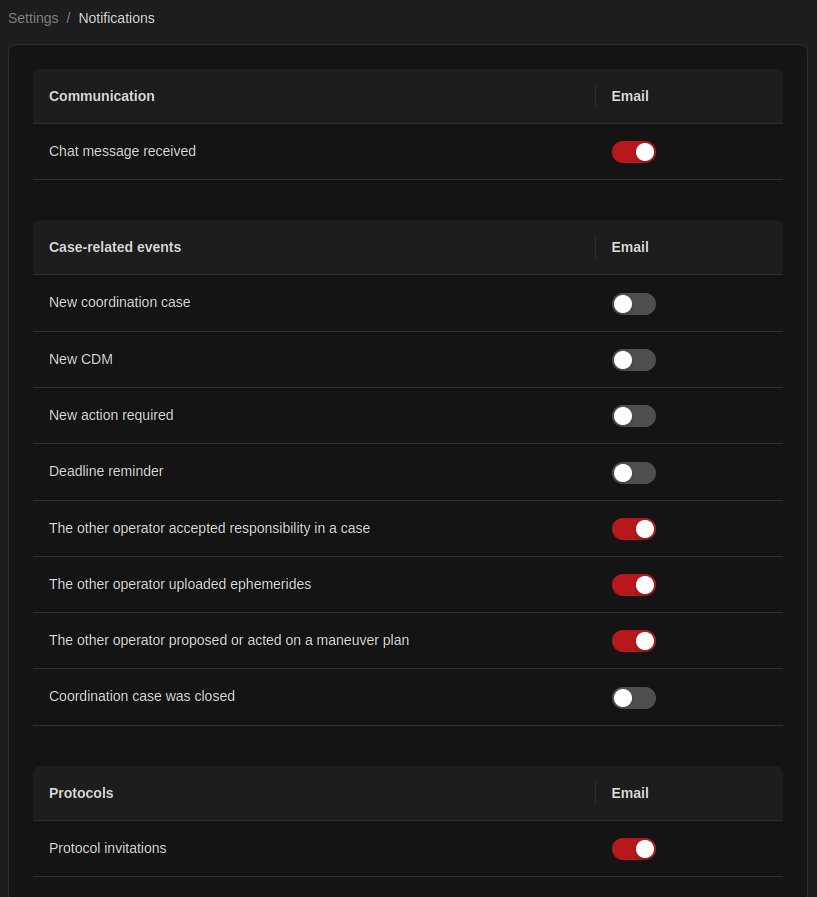 Notification settings example
